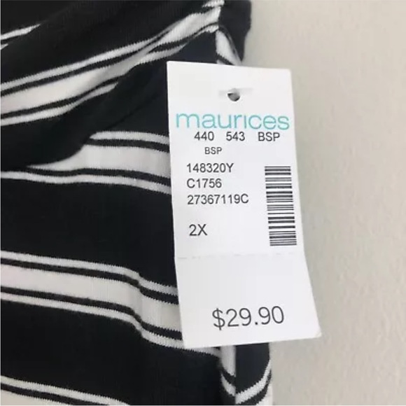 Maurice's Black White Striped Pull On High Waist Pull On Skirt - Picture 4 of 10